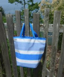 KS-W12 Medium Size Blue Stripe Tote Bag
