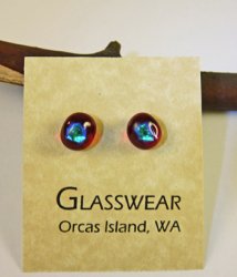GG-WE20 Fused Glass "Orca Eye" Stud Earrings