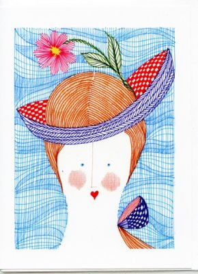 JJM-WCG Pen & Colored Pencil Drawing Card "A Fair Day"
