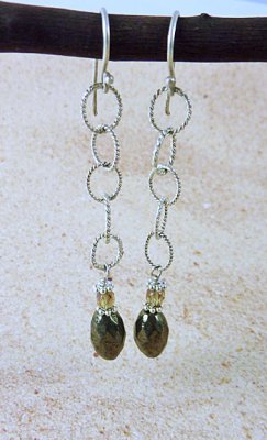 MP-W28 Artisan Faceted Pyrite Earrings