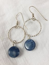 CA-27 Kyanite Coin Earrings with Sterling Silver