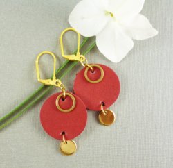 SJS-J Red Leather Earrings