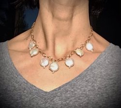 SR6-746 Freshwater Disk Pearls Choker Necklace