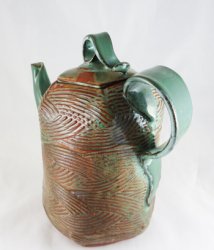 MJE-19.8 Textured Ceramic Brown & Green Teapot