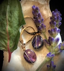 SR4-762 Purple Dyed Abalone Earrings