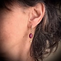 SR9-240 Polished Ruby Oval Earrings with Bauble
