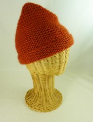MSH-W Hand Knit Kids Rust Wool Toque Pull On Hat