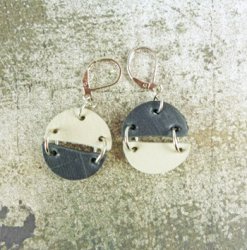 SJS-J Mod Leather Disk Earrings