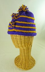 MSH-W Hand Knit Purple & Gold Toque Pull On Hat