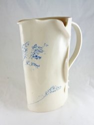 HAM-47 Tall Ceramic Pitcher Vase with Blue