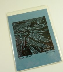 SHAW-WC Artist Linoleum Block Print Card, "River Otter"