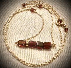 SR9-251 Garnet Bar Necklace