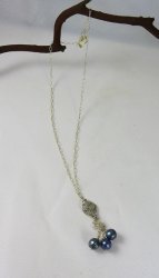 CA-W22 Dark Freshwater Pearls Tassel on Sterling Chain