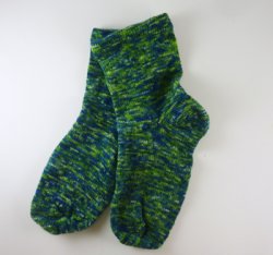 BLB-36 Blue/Green Slipper Socks, Women M-L