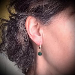 Sr9-424 Green Onyx Cube Earrings
