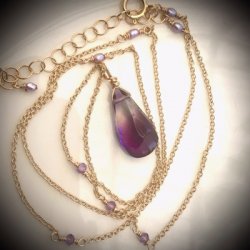 SR7-152 Amethyst & Seed Pearls Necklace