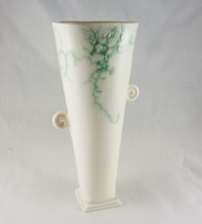 HAM-40W Ceramic White & Green Vase