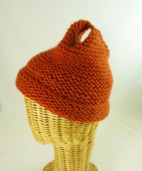 MSH-W Hand Knit Kids Rust Wool Toque Pull On Hat