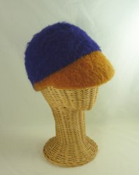 MSH-W Hand Spun, Hand Knit Purple & Gold Cap
