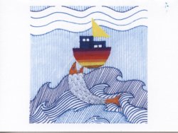JJM-WC Colored Pencil Greeting Card "Riding Surf"