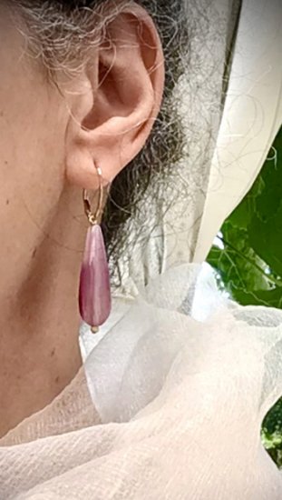 SR6-3P Pink Dyed Agate Earrings - Click Image to Close