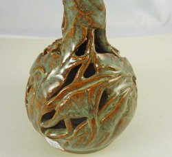 MJE-15-19W Handformed Small Cutwork Vase
