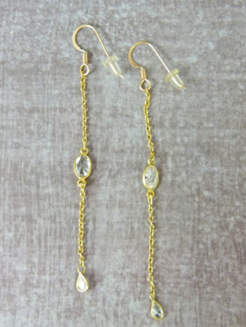 CA-6 Crystal Earrings on Gold Filled Chain - Click Image to Close