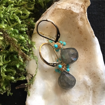 SR6-549 Labradorite & Sleeping Beauty Turquoise Earrings - Click Image to Close