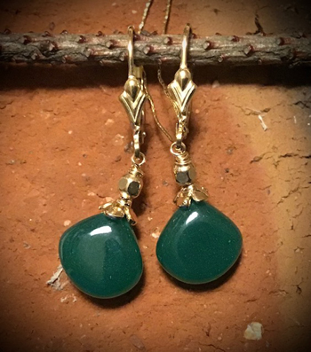SR9-415 Green Onyx Earrings