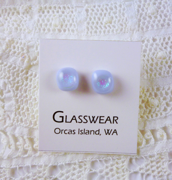 GG-WS33 Orca Eye Fused Glass Stud Earrings, Pale Lavender