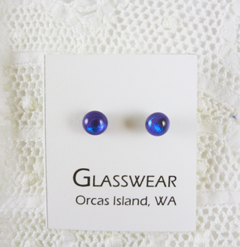 GG-WS30 Orca Eye Fused Glass Studs, Purple/Aqua