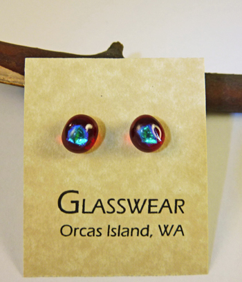 GG-WE20 Fused Glass "Orca Eye" Stud Earrings - Click Image to Close